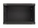 Szafa instalacyjna rack wisząca 19" 6U 540x350 czarna drzwi przeszklone ( flat pack)