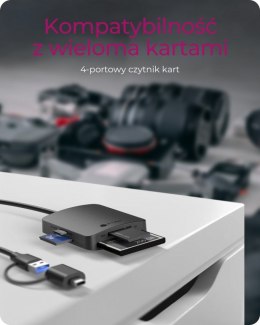 Czytnik Kart CF,TF,SD,microSD, Type-C+A, IB-CR302-CU3