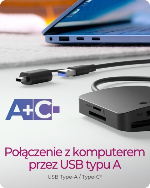 Czytnik Kart CF,TF,SD,microSD, Type-C+A, IB-CR302-CU3 Czytnik Kart CF,TF,SD,microSD, Type-C+A, IB-CR302-CU3