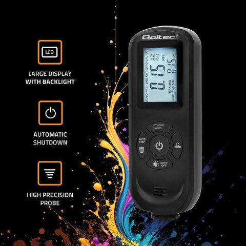 Miernik grubości lakieru z podświetlanym bocznym wyświetlaczem LCD | 0 ~ 2000um Miernik grubości lakieru z podświetlanym bocznym wyświetlaczem LCD | 0 ~ 2000um