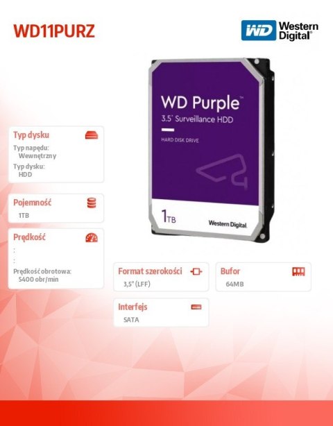 Dysk Purple 1TB 3.5 cala WD11PURZ Dysk Purple 1TB 3.5 cala WD11PURZ