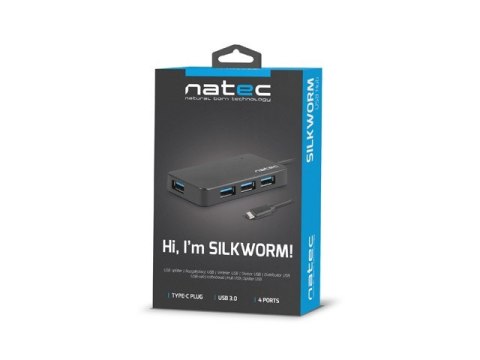 Koncentrator USB 4 porty Silkworm USB 3.0 czarny USB-C Koncentrator USB 4 porty Silkworm USB 3.0 czarny USB-C