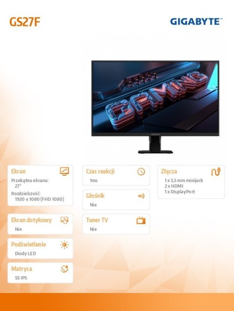 Monitor 27 cali GS27F gaming Monitor 27 cali GS27F gaming