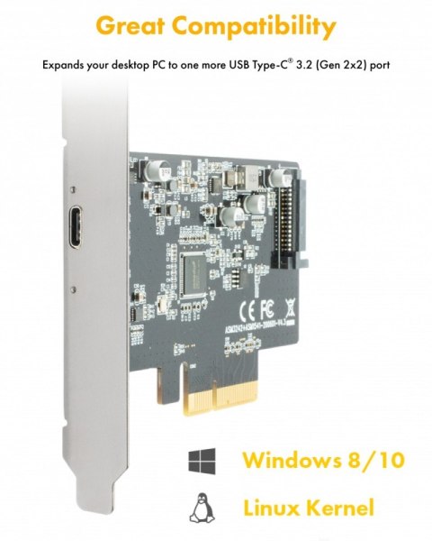 IB-PCI1901-C32 Karta PCIe, TYPE-C USB 3.2 (Gen 2x2) IB-PCI1901-C32 Karta PCIe, TYPE-C USB 3.2 (Gen 2x2)