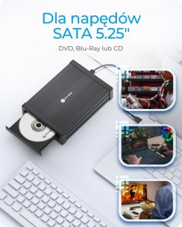 Obudowa IB-525-U3 1x5,25 SATA DVD/Blue-Ray, czarna