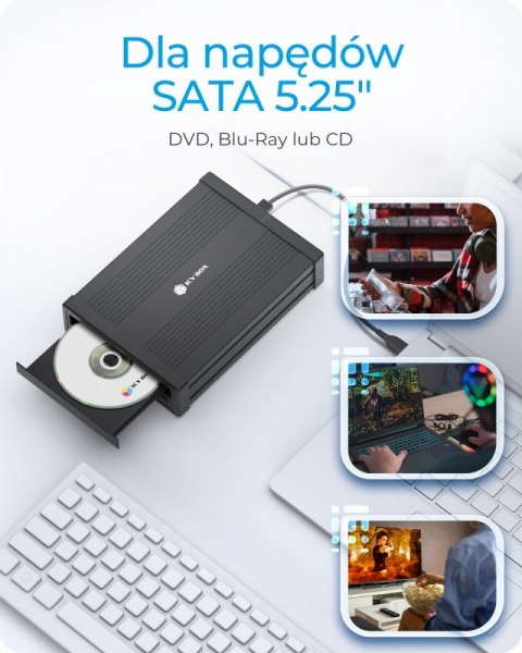 Obudowa IB-525-U3 1x5,25 SATA DVD/Blue-Ray, czarna Obudowa IB-525-U3 1x5,25 SATA DVD/Blue-Ray, czarna