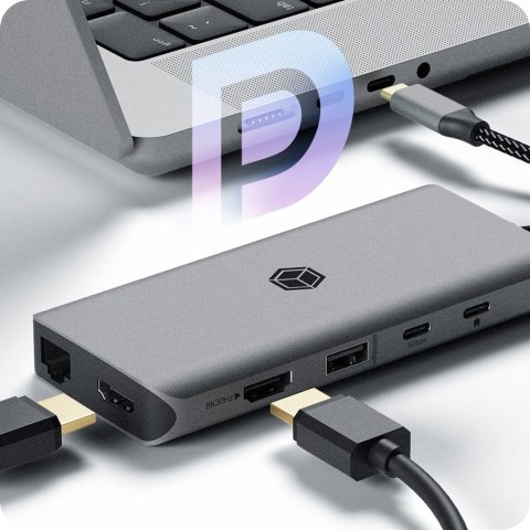 Stacja dokująca IB-DK4061-CPD 12w1,2xHDMI, PD 100W Stacja dokująca IB-DK4061-CPD 12w1,2xHDMI, PD 100W