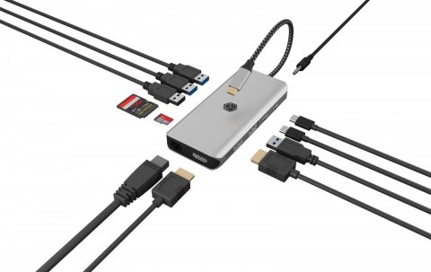 Stacja dokująca IB-DK4061-CPD 12w1,2xHDMI, PD 100W Stacja dokująca IB-DK4061-CPD 12w1,2xHDMI, PD 100W