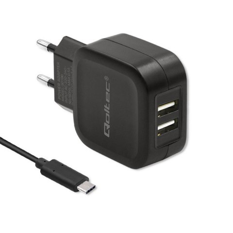 Ładowarka sieciowa 17W | 5V | 3.4A | 2xUSB + kabel USB typC Ładowarka sieciowa 17W | 5V | 3.4A | 2xUSB + kabel USB typC