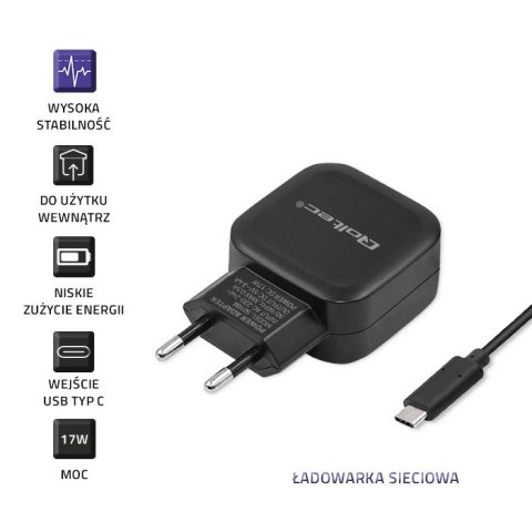 Ładowarka sieciowa 17W | 5V | 3.4A | 2xUSB + kabel USB typC Ładowarka sieciowa 17W | 5V | 3.4A | 2xUSB + kabel USB typC