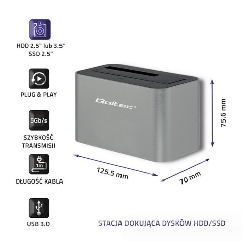 Stacja dokująca dysków HDD/SSD | 2.5"/3.5" SATA | USB 3.0 Stacja dokująca dysków HDD/SSD | 2.5"/3.5" SATA | USB 3.0