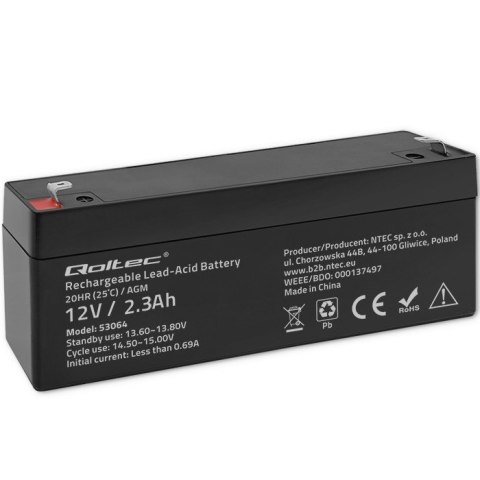 Akumulator AGM | 12V | 2.3Ah | max. 34.5A Akumulator AGM | 12V | 2.3Ah | max. 34.5A