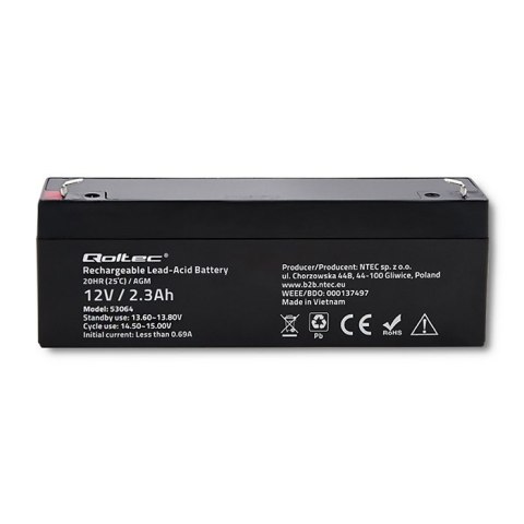 Akumulator AGM | 12V | 2.3Ah | max. 34.5A Akumulator AGM | 12V | 2.3Ah | max. 34.5A