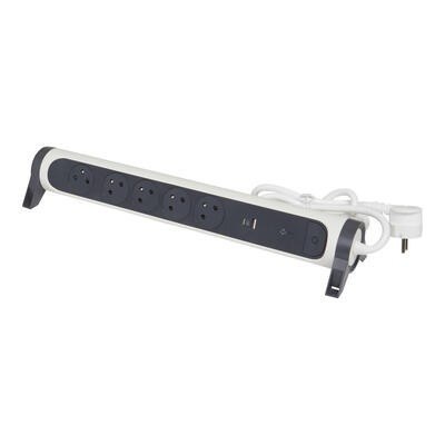 Przedłużacz ochronny 5x2PZ +USB A/C 1,5m biało-czarny Przedłużacz ochronny 5x2PZ +USB A/C 1,5m biało-czarny