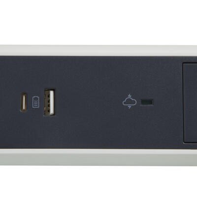 Przedłużacz ochronny 5x2PZ +USB A/C 1,5m biało-czarny Przedłużacz ochronny 5x2PZ +USB A/C 1,5m biało-czarny