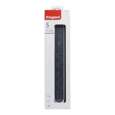 Przedłużacz ochronny 5x2PZ +USB A/C 1,5m biało-czarny Przedłużacz ochronny 5x2PZ +USB A/C 1,5m biało-czarny