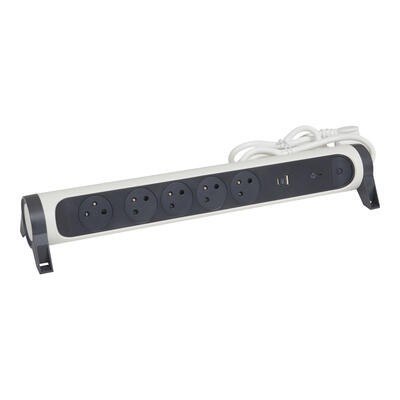 Przedłużacz ochronny 5x2PZ +USB A/C 1,5m biało-czarny Przedłużacz ochronny 5x2PZ +USB A/C 1,5m biało-czarny