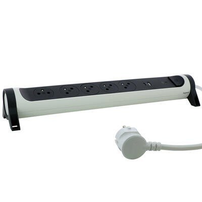 Przedłużacz ochronny 5x2PZ +USB A/C 1,5m biało-czarny Przedłużacz ochronny 5x2PZ +USB A/C 1,5m biało-czarny