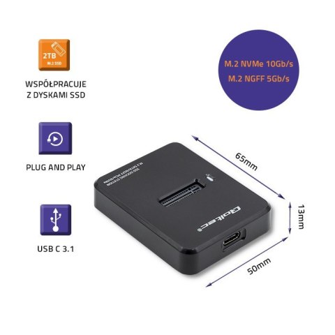Stacja dokująca dysków SSD M.2 SATA / PCIe | NGFF / NVMe | USB 3.1 Stacja dokująca dysków SSD M.2 SATA / PCIe | NGFF / NVMe | USB 3.1