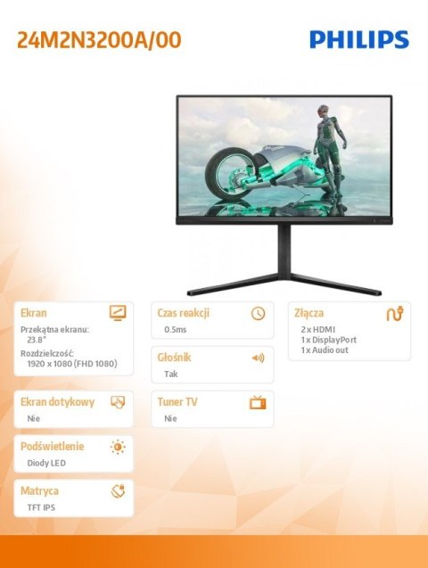 Monitor 24M2N3200A IPS 23.8 cala 180Hz HDMIx2 DP Pivot Głośniki Monitor 24M2N3200A IPS 23.8 cala 180Hz HDMIx2 DP Pivot Głośniki