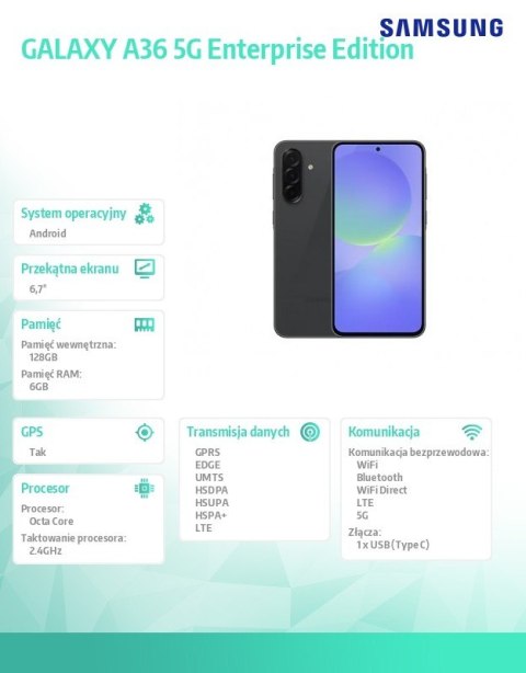 Smartfon GALAXY A36 5G 6/128 GB czarny Enterprise Edition Smartfon GALAXY A36 5G 6/128 GB czarny Enterprise Edition