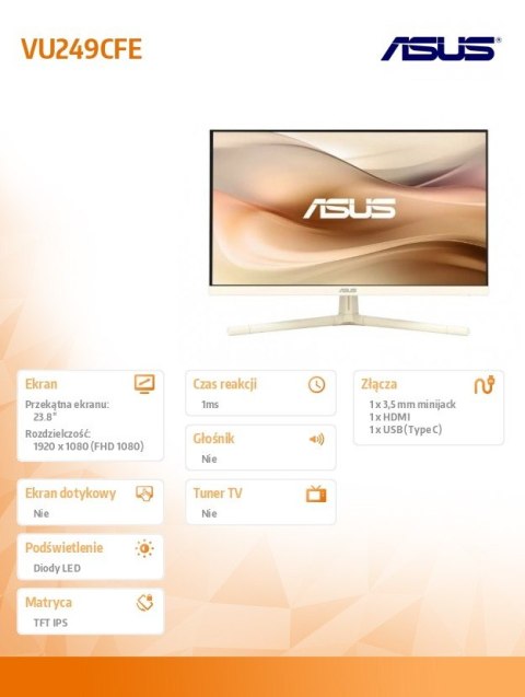 Monitor 24 cale VU249CFE-M IPS 100Hz USB-C Monitor 24 cale VU249CFE-M IPS 100Hz USB-C