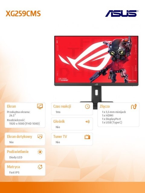 Monitor 25 cali XG259CMS F-IPS FHD 144Hz HDMI USB DP USB-C PIVOT Monitor 25 cali XG259CMS F-IPS FHD 144Hz HDMI USB DP USB-C PIVOT