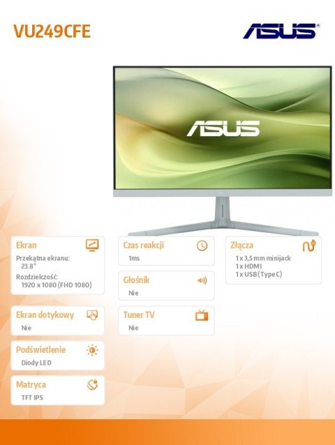 Monitor 24 cale VU249CFE-G IPS 100Hz USB-C Monitor 24 cale VU249CFE-G IPS 100Hz USB-C