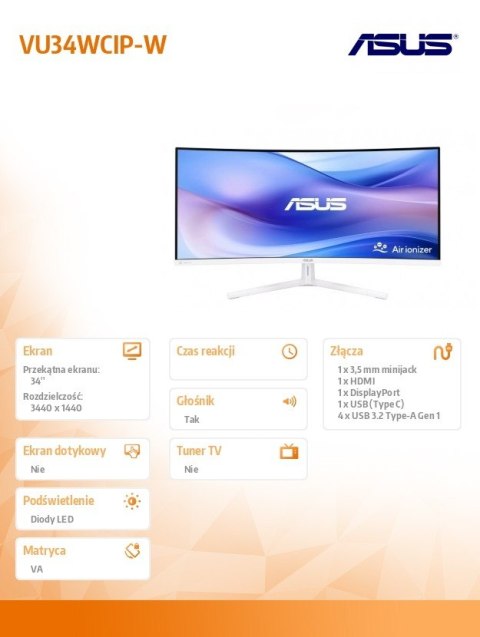 Monitor VU34WCIP-W EYE CAR WQHD 100Hz USB-C Monitor VU34WCIP-W EYE CAR WQHD 100Hz USB-C