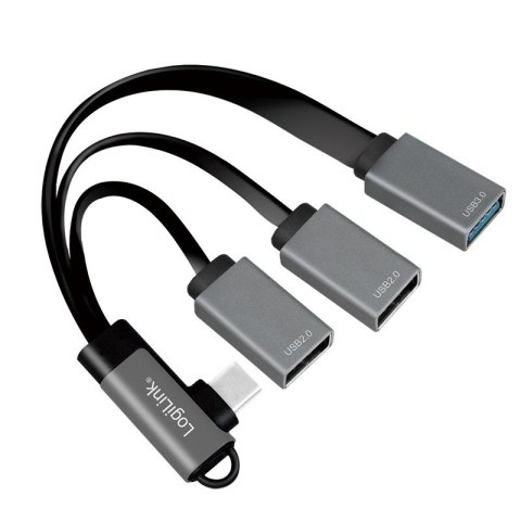 Hub USB 3.2, USB-C/M 90, do 3xUSB-A/F, 0.15m Hub USB 3.2, USB-C/M 90, do 3xUSB-A/F, 0.15m