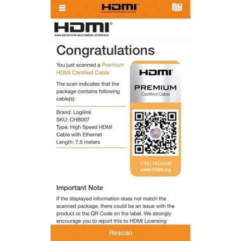 Kabel premium HDMI Ultra HD, 7.5m Kabel premium HDMI Ultra HD, 7.5m