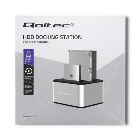 Stacja dokująca dysków 2xHDD/SSD | 2.5"/3.5" SATA | USB 3.0 | Klonowanie Stacja dokująca dysków 2xHDD/SSD | 2.5"/3.5" SATA | USB 3.0 | Klonowanie