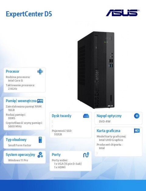 Komputer ExpertCenter D5 D501SER-514500083X i5-14500 16GB/512GB/W11 PRO Komputer ExpertCenter D5 D501SER-514500083X i5-14500 16GB/512GB/W11 PRO
