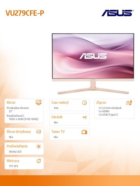 Monitor 27 cali VU279CFE-G VU IPS 100Hz HDMI USB-C 15W Monitor 27 cali VU279CFE-G VU IPS 100Hz HDMI USB-C 15W