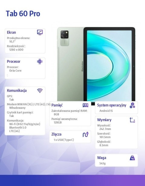 Tablet Tab 60 Pro LTE 11 cali 8/128GB Zielony