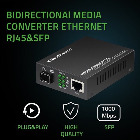 Dwukierunkowy Media Konwerter SWITCH Ethernet 1x RJ45 1x SFP | 1000Mb/s | 5V Dwukierunkowy Media Konwerter SWITCH Ethernet 1x RJ45 1x SFP | 1000Mb/s | 5V