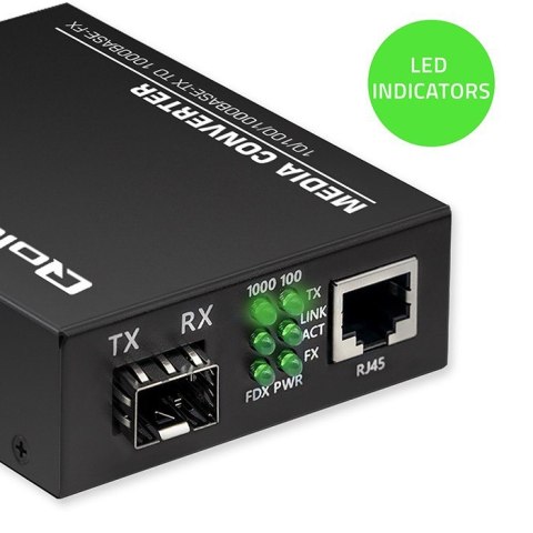 Dwukierunkowy Media Konwerter SWITCH Ethernet 1x RJ45 1x SFP | 1000Mb/s | 5V Dwukierunkowy Media Konwerter SWITCH Ethernet 1x RJ45 1x SFP | 1000Mb/s | 5V