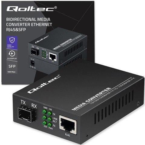 Dwukierunkowy Media Konwerter SWITCH Ethernet 1x RJ45 1x SFP | 1000Mb/s | 5V Dwukierunkowy Media Konwerter SWITCH Ethernet 1x RJ45 1x SFP | 1000Mb/s | 5V