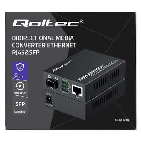 Dwukierunkowy Media Konwerter SWITCH Ethernet 1x RJ45 1x SFP | 1000Mb/s | 5V Dwukierunkowy Media Konwerter SWITCH Ethernet 1x RJ45 1x SFP | 1000Mb/s | 5V