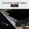 Ładowarka sieciowa 65W GaN Super Fast SLIM | PD | 5-20V | 3.25A |USB-C 3.1 | Laptop | MacBook | Smartfon | +kabel