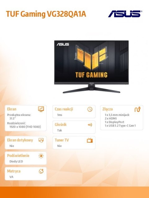 Monitor TUF Gaming VG328QA1A 32 cale Monitor TUF Gaming VG328QA1A 32 cale