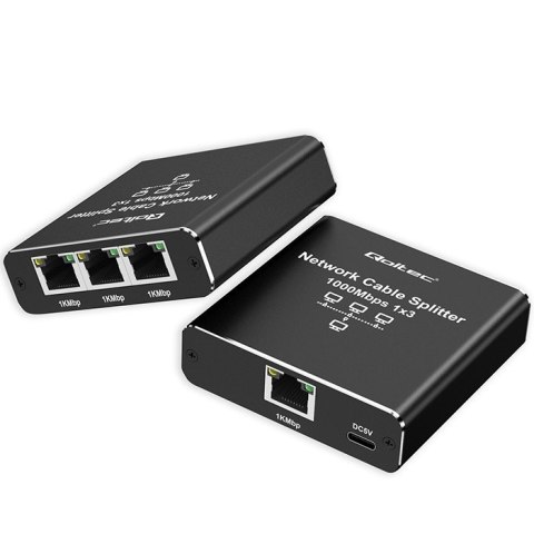 Rozdzielacz Splitter Ethernet mini SWITCH 1x3 RJ45 | 1000Mb/s | USB-C | Aluminium Rozdzielacz Splitter Ethernet mini SWITCH 1x3 RJ45 | 1000Mb/s | USB-C | Aluminium