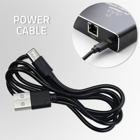 Rozdzielacz Splitter Ethernet mini SWITCH 1x3 RJ45 | 1000Mb/s | USB-C | Aluminium Rozdzielacz Splitter Ethernet mini SWITCH 1x3 RJ45 | 1000Mb/s | USB-C | Aluminium