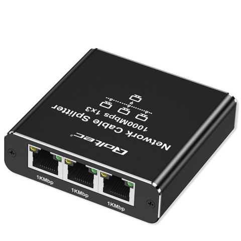 Rozdzielacz Splitter Ethernet mini SWITCH 1x3 RJ45 | 1000Mb/s | USB-C | Aluminium Rozdzielacz Splitter Ethernet mini SWITCH 1x3 RJ45 | 1000Mb/s | USB-C | Aluminium