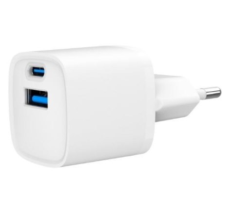 Mini-ładowarka USB-A USB-C 20W PD QC3.0 biała Mini-ładowarka USB-A USB-C 20W PD QC3.0 biała