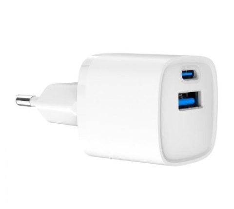 Mini-ładowarka USB-A USB-C 20W PD QC3.0 biała Mini-ładowarka USB-A USB-C 20W PD QC3.0 biała