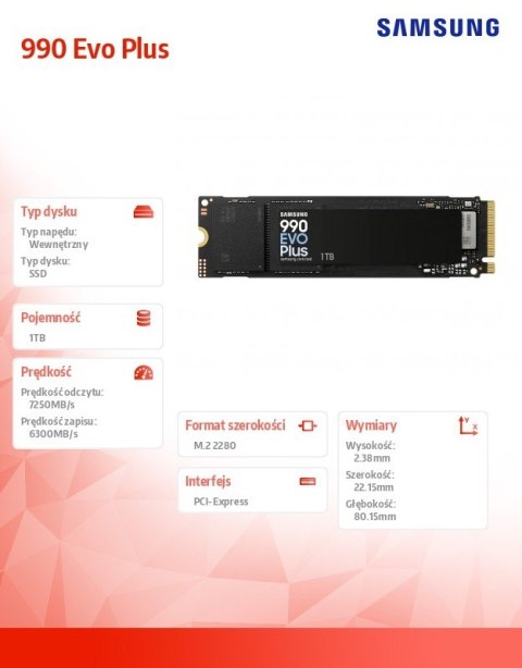 Dysk SSD 990Evo Plus NVMe MZ-V9S1T0BW Dysk SSD 990Evo Plus NVMe MZ-V9S1T0BW