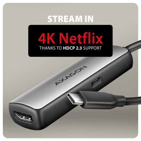 RVC-HI8KPD Adapter aktywny USB-C -> HDMI 8K/60Hz, Aluminum, PD100W, 16cm kabel