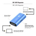 Repeater HDMI, 8K/60HZ, HDCP2.3, Alu, niebieski