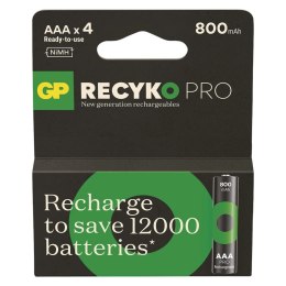Akumulatorki R03/AAA Ni-MH 800mAh blister 4szt. GP RECYKO PRO